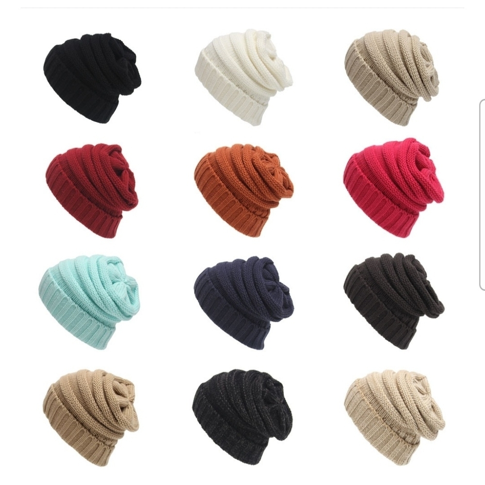 C.C Light Blue Ribbed Knit Hat Beanie - Picture 6 of 9
